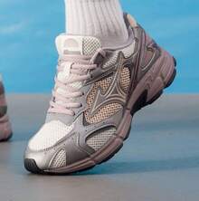 Mizuno 新款 SPEED 2K 緩震透氣網布多功能休閒跑步鞋 中性款 - 白灰色/粉色 - 查看 3