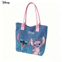 Miniso Disney Stitch & Angel 筆記本電腦包，可愛情侶印花單肩包，適合日常使用 - 粉色 - 查看 4