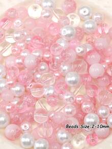 beadia 100/250g 2-10mm 粉色系列混色玻璃珠，多種款式，DIY珠寶製作、項鍊與手鍊手工藝用品，適合女性 - 粉紅色系 - 查看 6