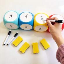 EVA Erasable Dice With Marker & Eraser, Reusable Solid 6-Sided Puzzle Dice, Handwritten Message Board For Math & English Teaching, Fun Classroom & Office Supplies, Back To School Gift - Multicolor - View 13