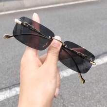[H0YNl] Brand Design Fashion Rimless High-End Glasses, Suitable For All Seasons, Elegant High-End Unisex Glasses, Fashion Gift - Fashion Accessory - Multicolor - View 7
