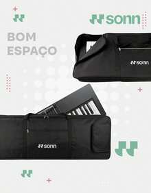 Capa para Teclado 61 Teclas Sonn Sn-30 capa Teclado 5/8 Alças E Bolsos tecido oxford 600 preto bolsa case teclado - Visão 8
