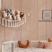1/2pcs Plush Animal Doll Hammock Or Net Corner - Large Doll Hammock Net Suitable For Plush Animal Room Decor - Cute Plush Animal Storage Rack, Plush Doll Storage Rack - Essential Wall Bedroom Home Decor - Beige - View 2