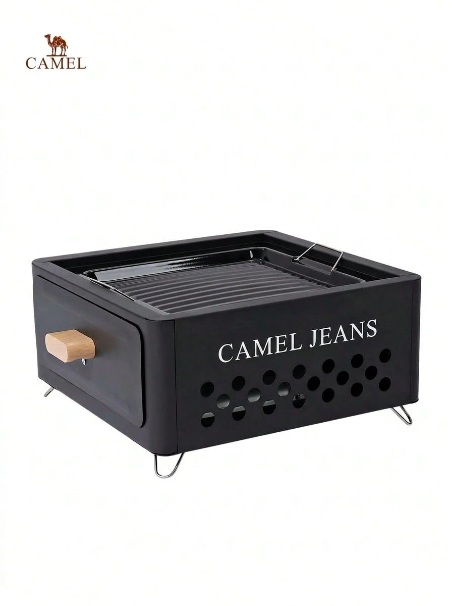 CAMEL CROWN Portable Mini Drawer-Style Charcoal Stove, Suitable For Home Tea Brewing And BBQ, All-In-One BBQ Grill Set, Square Outdoor Charcoal Stove - Black - View 1