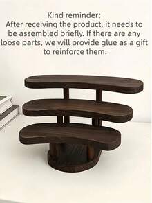 1pc Vintage Carbonized Wooden 3-Tier Desktop Storage Rack, Vertical Display Stand, Jewelry Display Rack, Wooden Tray Storage Holder, Wooden Tray, Cosmetics Perfume Jewelry Display Rack, Tea Ceremony Storage Rack; Suitable For Restaurant, Kitchen, Hotel, Home Storage - View 4