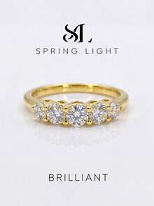 1 buah Cincin Moissanite, Cincin Berbentuk Hati Romantis dengan 5 Batu Permata, Sempurna untuk Ulang Tahun dan Hari Jadi Wanita - Cincin moissanite lima berlian - View 6