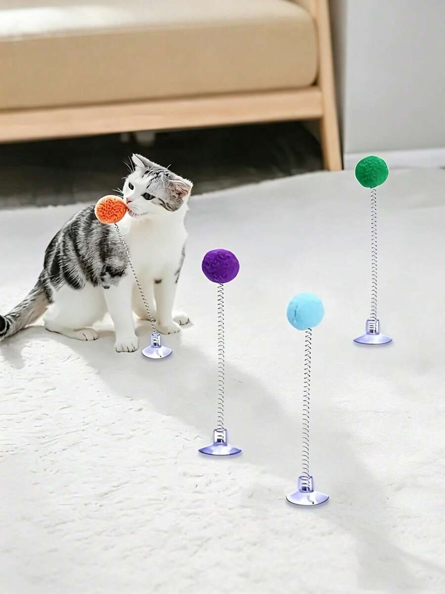 6/4/2 piezas Juguete interactivo con vara para molestar gatos, mascota con repuesto de campana, adecuado para deportes y entretenimiento autónomo de gatos, vara de molestar portátil, múltiples cabezas de vara reemplazables con forma de insecto - Multicolor - Ver 1