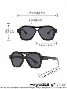 1 PC Men's Large Frame Aviator Fashion Glasses Double Beam PC Frame Solid Color Lens Casual Simple Light For Daily Street Travel Look With Glasses Box - Multicolor - View 9