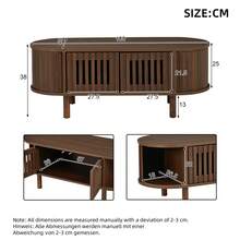 طاولة قهوة 100*40*38 سم مصنوعة من MDF، طاولة غرفة معيشة بيضاوية مع 2 باب شرائح وباب قابل للطي، أرجل من الخشب الصلب، سعة تحميل تصل إلى 30 كجم، طاولة قهوة مع تخزين لغرفة المعيشة، لون الجوز - لون خشب الجوز - مشاهدة 11