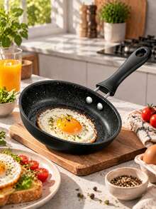 2pcs/1pc Granite Pattern Non-Stick Frying Pan, Kitchen Flat Bottom Pan With Cool-Touch Handle, Easy To Clean, Suitable For Frying Eggs, Pancakes, Steak, Vegetables, Breakfast And Daily Cooking, Compatible With Gas Stove, Electric Stove And Induction Cooktop, Kitchen Cookware - View 6