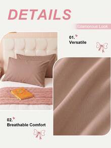 HONEY MOON 2pcs Ultra Soft Solid Color Pillowcases, Soft And Breathable, Envelope Closure, Wrinkle-Resistant, No Filling - Suitable For T/F/Q/K Size Home And Dorm, Pink - Pink - View 4