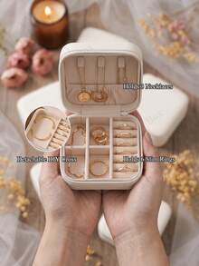 Blue Evil Eye Travel Jewelry Case Portable Small PU Leather Jewelry Box Organizer Storage For Rings Earrings Necklaces Bracelets Gifts For Women - White - View 7