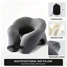 360° Head Support Memory Foam 2-In-1 Neck Pillow With Storage Bag And Adjustable Buckle, Suitable For Travel, Home, Office And Gaming - Travel U-shaped Pillow - View 2