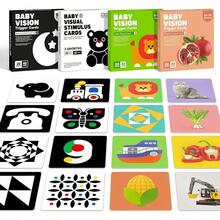20pcs (40 Sides) Black & White High Contrast Baby Visual Stimulation Cards, Newborn Early Education Flashcards, Color Tracking And Cognitive Development Toys Suitable For 0-36 Months Infants, Montessori Sensory Learning Cards, Perfect Holiday Gift - Multicolor - View 2