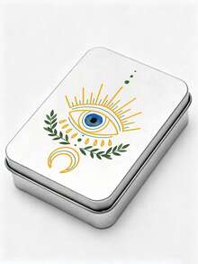 Evil Eye & Hamsa Hand Print Tarot Card Storage Tin Box, Portable Metal Tarot Deck Holder, Witch Astrology Oracle Card Box, Can Store Crystal Jewelry, Oracle Card Tin Box, Astrology Divination Accessories, Birthday, Halloween, Christmas Gift (Cards Not Included) - Multicolor - View 12