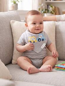 momscare 6pcs Baby Bibs, Soft Absorbent Baby Drool Bibs, Suitable For Daily Use - Cute Animal Design Exquisite Embroidered Baby Triangle Bibs - Multicolor - View 6