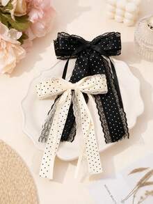 1/2 Polka Dot Bow Hair Clip, Half-Up Back Of Head Hair Accessory - Multicolor - View 13