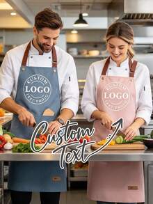 Customizable Home Apron, Black And White Checkered With Pockets, Customizable Text And Logo, Durable And Easy To Clean, Suitable For Thanksgiving, Christmas Gifts, BBQ, Home Kitchen Commute, Custom Work Apron - Multicolor - View 1
