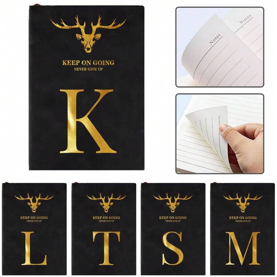 A5 Lined Notebook Journal With Gold Letter Deer Head Pattern Daily ...