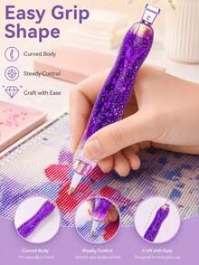 Sparkling Diamond Painting Pen Set, Multi Tip Diamond Art Pen, Including Multiple Interchangeable Pen Tips And Diamond Mud, Suitable For Families Or Giving Gifts To Friends, A Great Choice For DIY Enthusiasts - A - View 1