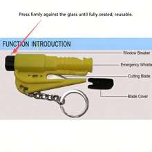 1pc 2-In-1 Car Emergency Seat Belt Cutter + Window Breaker, Comes With Car Keychain And Mini Fire Hammer, Easy Window Breaking And Seat Belt Cutting Emergency Escape Tool For Car, Portable Rescue Tool And Emergency Hammer For Home, School And Travel, Keychain, Car Emergency Escape Device, Multi-Functional Emergency Window Breaking Tool, Gothic Style, Y2K Style, Hammer - Optional 1 Hook Compatible - A - View 5