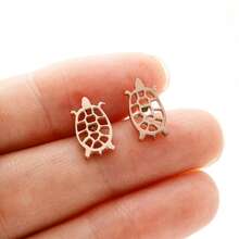 1 Pair Hollow Turtle Earrings Stainless Steel Cute Sea Animal Ear Jewelry Tiny Tortoise Earrings Gift For Animal Lovers - GED367 - View 9