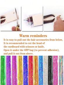 Hair Tinsel 5 Pack: Heat-Resistant 46 Inch Shiny Hair Extensions, 12 Colors Available, Shiny "Fairy Hair" Bundles Made Of Synthetic Fiber, Suitable For Women And Girls, Perfect For Halloween And Other Occasions - Multicolor - View 4