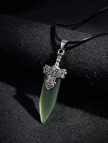 1pc Vintage Simple Sword Pendant Necklace For Men - Antique Silver - View 11