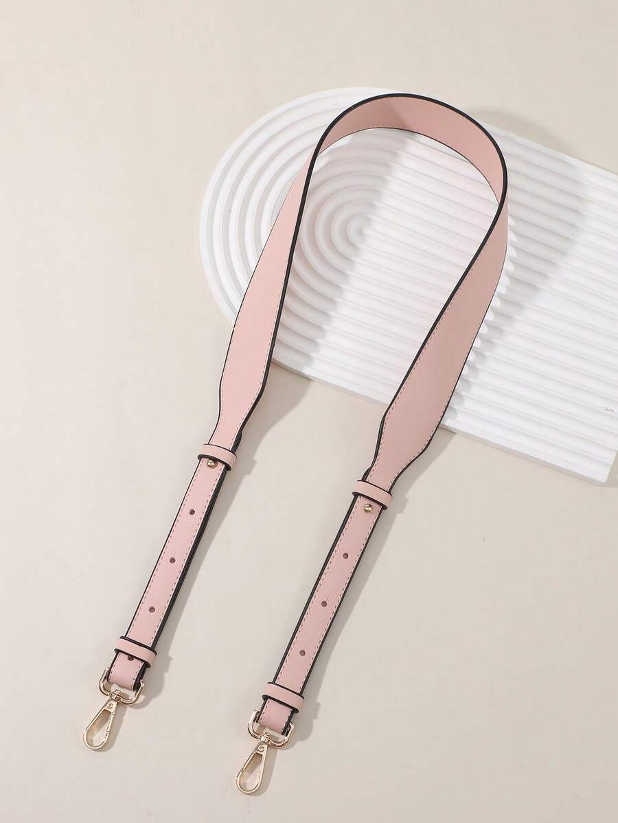 1pc Adjustable Solid Color Classic Faux Leather Bag Replacement Shoulder Strap - Pink - View 1