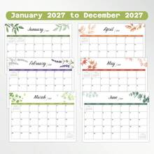 2027 花卉植物壁掛日曆，極簡綠意風格 12 個月壁掛日曆，居家辦公室規劃行程備忘裝飾 - 彩色-A - 查看 6