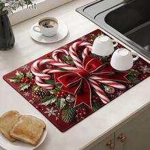 1pc Christmas Element Welcome Doormat, Diatomaceous Earth Absorbent Small Rug, Non-Slip Floor Mat, Suitable For Stove, Coffee Machine, Water Bar, Christmas, Halloween Home Decor, Indoor/Outdoor Front Door, Kitchen Area - Multicolor - View 15