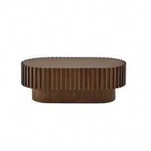 Oval Coffee Table 100*50*35.5 Cm, Living Room Table With Drawer, Side Table, Decorative Vertical Slat Design, Stable Wooden Coffee Table For Living Room, Maximum Load 20 Kg, Walnut Wood Color - Walnut Wood Color - View 8