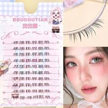 DOUDOUTIAN 60 Clusters Two-Tone Lower Lash Clusters, Brown Black Mixed Segmented Individual Lashes 5-7mm, Natural Realistic Korean Asian Makeup Photo Ready False Lashes - C - View 4