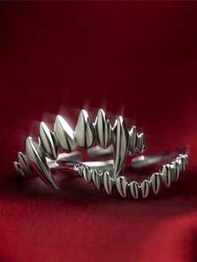 CIREY 1pc Astelion Vampire Bite Split Stackable Open Ring Halloween Teeth Finger Ring Tail Ring - Vampire Fang Ring - View 5