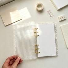 1 bìa sổ planner trong suốt 6 lỗ bằng acrylic, dạng lá rời, sọc dọc ren sóng, khổ A5/A6/A7, phù hợp cho sổ planner, sổ tay, Giáng Sinh - A - Xem 4