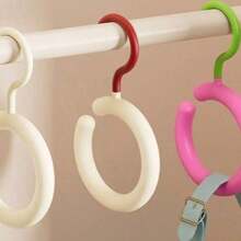3pcs Colorful Closet Hat Hooks, Dopamine Creative Round Ring Hanging Rack, Dormitory Closet Hat Holder, Multi-Functional Home Storage Organizer, Suitable For Hats, Belts, Scarves Storage, Easy To Install And Remove, Stackable, Essential For Daily Outings - Multicolor - View 11