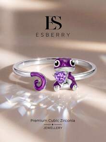1pc Heart-Shaped Color-Changing Open Ring, Exquisite Jewelry Gift, Suitable For Prom/Party, Birthday/Date, Daily Wear Or Gifting - Purple Heart Lizard Ring - View 1