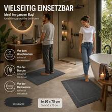 2-Piece Bath Mat Set, 100% Cotton Bath Mat, Shower Mat, Bathroom Floor Mat, 50 X 70 Cm, 650 G/M² Bath Mat, Absorbent Bath Mat, Premium Bathroom Floor Mat - Grey - View 4