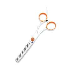 1/2Pcs Professional Hair Scissors Set, 6 Inch Stainless Steel Hair Cutting & Thinning Shears, Orange Finger Ring Design Salon Home Hairdressing Scissors - Orange - View 12
