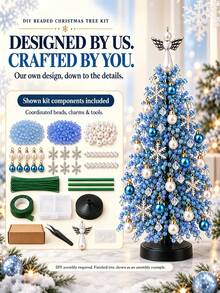 1 Set DIY Beaded Christmas Tree Handmade Kit, Includes Snowflake Pendant, Pearl Beads, Mini Decorations, Wire, Base And Top Bow Decoration, Handmade Desktop Holiday Decoration, Suitable For Christmas Home Decor, Fireplace Display, Holiday Party Decoration And Holiday Gift - DIY Christmas Tree Ornament Set - View 16