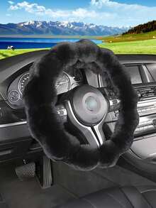1pc Winter Warm Plush Steering Wheel Cover, Bubble Design Soft Faux Fur Car Steering Wheel Protector, Universal Fit For SUV, Sedan, Truck, Cute Neutral Couple Gift, Car Interior Accessory - A - View 11