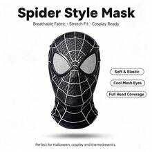 Disney Topeng Cosplay Superhero Laba-laba Merah & Hitam, Penutup Kepala Penuh Motif Jaring Laba-laba Lembut Elastis dan Bernapas, Aksesori Pesta Kostum Halloween, Hadiah Pesta Pasangan - MultiWarna - View 14