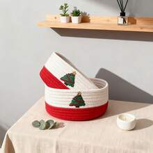 Home Entryway Christmas Decoration Storage Basket_Christmas Tree Decor Small Item Storage Basket_Color Block Snack Pet Miscellaneous Storage Basket_Living Room Bedroom Display Storage Basket_ - Multicolor - View 6