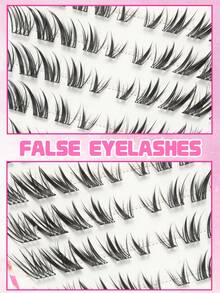 100 Clusters C-Curl Cartoon Style Glue-Free False Eyelashes, DIY Segmented Glue-Free False Eyelashes, Suitable For Beginners, Soft C-Curl Natural Thin Single Cluster Self-Adhesive Eyelashes, Easy To Use, Suitable For Daily And Party Makeup - C - View 7