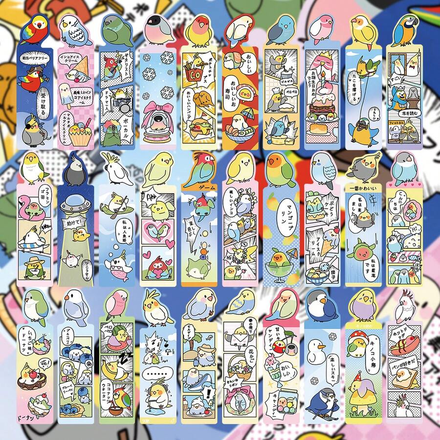 30Pcs Cute Bird Stickers, Kawaii Budgie Parrot Decals For Journal, Scrapbook, Laptop - Multicolor - View 1