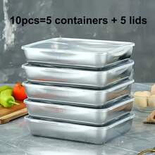 3pcs/5pcs Stainless Steel Lunch Box Set, Food Storage Containers With Lids, Reusable And Stackable, Airtight, Suitable For Travel And Office, Kitchen Storage, Kitchen Accessories - Multicolor - View 13