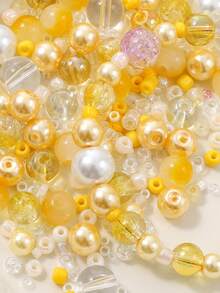 beadia 100/250g 2-10mm 黃色系列混色玻璃珠，多種款式，DIY珠寶製作、項鍊與手鍊手工藝用品，適合女性 - 黃色系 - 查看 4