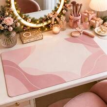 1pc Pastel Pink Abstract Desk Mat, Large Mouse Pad, Polyester Fiber Surface, Non-Slip Rubber Base, Makeup Mat For Home Decor, 4 Sizes Available - View 4