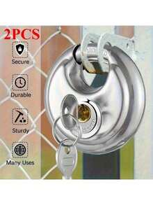 Keyed Lock Ring Lock, Stainless Steel Disc Storage Cabinet Lock, Heavy Duty Keyed Lock, Waterproof Outdoor Gate Storage Unit Lock, Suitable For Warehouse, Gym Locker, 2/4pcs - Multicolor - View 7
