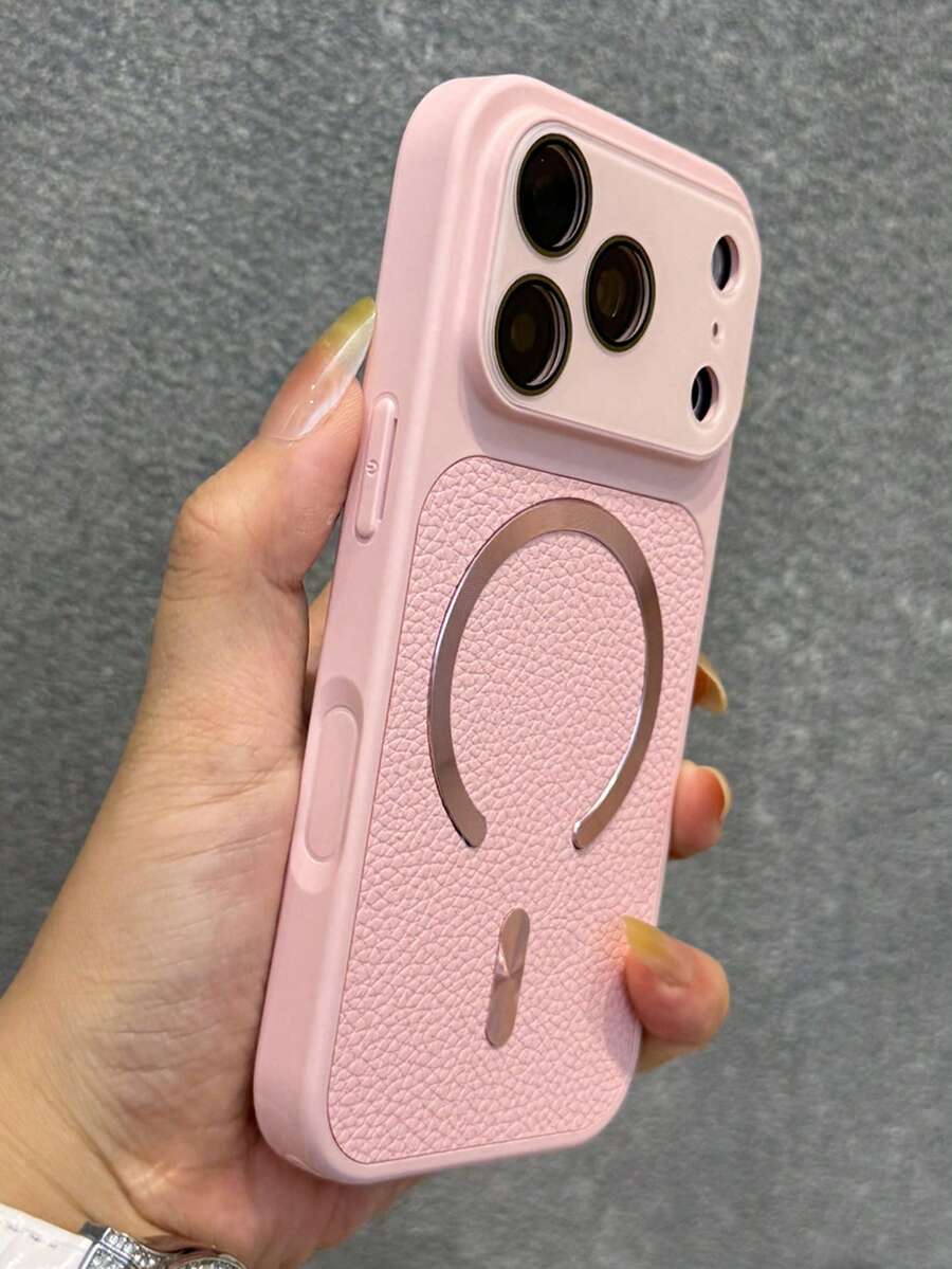 奢華人造皮革磁吸無線充電手機殼,適用於 iPhone 18 Pro Max 18 Pro 17 Pro Max 17 Pro 17 16 Pro Max 16 Pro 16 15 Pro Max 15 Pro 15 14 Pro Max 14 Pro 14 13 Pro Max 13 Pro 13,磁吸鏡頭保護後蓋 - 淺粉色 - 查看 1